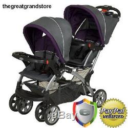 Double Jogger Stroller Twin Baby Child Kids Two Seat Jogging Wheel Foldable Fit