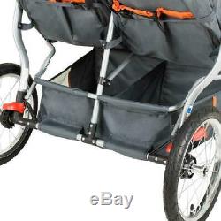 Double Jogging Stroller Baby Twins Jogger Carrier MP3 Speakers Toddler Kids Cart