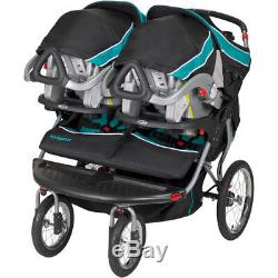 Double Jogging Stroller Twin Jogger Side By Side For Boys/Girls Dual Black Teal