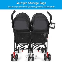 Double Light-Weight Stroller, Travel Foldable Design, Twin Umbrella Stroller wit