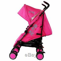 Double Pink Twin Stroller Pram Pushchair Buggy Inc Raincover Footmuff & Bag