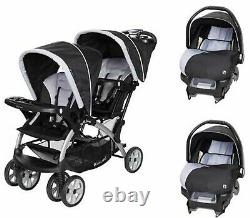 Double Stroller 2 Infant Car Seats Baby Travel System Twins Playard Combo Set