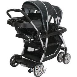 Double Stroller Baby Twin Tandem Inline Click Connect Gotham Black Infant Twins