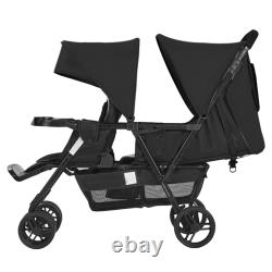 Double Stroller Foldable Lightweight Twin Tandem Stroller Black