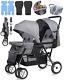 Double Stroller Infant Toddler Foldable Baby Tandem Seating Adjustable Backrest