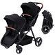 Double Stroller Infant Toddler Foldable Pushchair Adjustable With Storage Canopy