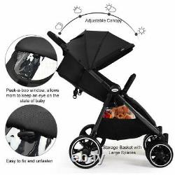 Double Stroller Lightweight Easy Folding Duo Baby Twin Seat Safety Harness Black