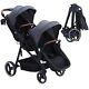 Double Stroller Track Tandem Stroller Multi-position Reversible & Adjustable