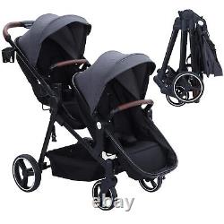 Double Stroller Track Tandem Stroller Multi-Position Reversible & Adjustable