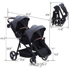 Double Stroller Track Tandem Stroller Multi-Position Reversible & Adjustable