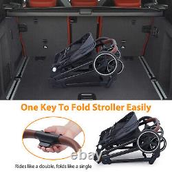 Double Stroller Track Tandem Stroller Multi-Position Reversible & Adjustable