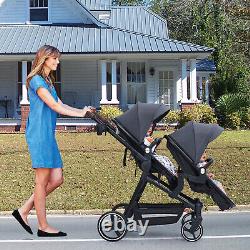 Double Stroller Track Tandem Stroller Multi-Position Reversible & Adjustable