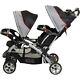 Double Stroller Travel System Baby Twin Car Seat Carrier With Cup Holders Gray