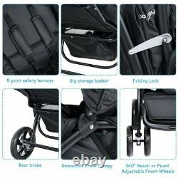 Double Stroller, Twin Baby, Pram, Infant Foldable Strollers Lightweight Black