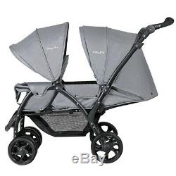 Double Stroller Twin Baby Pushchair Infant Foldable Strollers Lightweight Gray