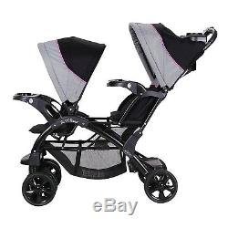 Double Stroller Twin Seat Baby Trend Sit N Stand 2 Two Car Seat Attachment Pink