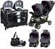 Double Stroller With 2 Car Seats Twins Playard Bag Combo Bundle Travel System