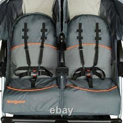 Double Toddler Stroller Twin Umbrella Folding Side By Side Swivel Travel Set