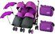 Double Twin Purple Pushchair Buggy Inc Footmuffs Bag 2 Parasol & Raincover