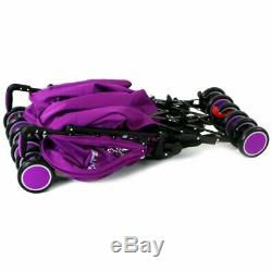 Double Twin Purple Pushchair Buggy inc Footmuffs Bag 2 Parasol & Raincover