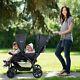 Double Twin Pushchair Pram Buggy Stroller With Adjustable Backrest And Sunshade