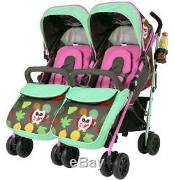 Double Twin Stroller Buggy Pushchair inc Raincover Cup Holder Bumper bar & Bag