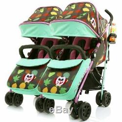 Double Twin Stroller Buggy Pushchair inc Raincover Cup Holder Bumper bar & Bag