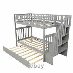 Double bunk bed mother and child bed with bookcase with casters and storage grey