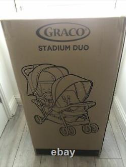 Duo Tandem Twin Seat Buggy Stroller Pushchair Black /Grey Kids Toddler Children