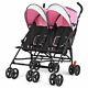 Durfoldable Twin Baby Double Stroller Ultralight Umbrella Children Stroller-pink