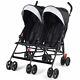 Durablfoldable Twin Baby Double Stroller Ultralight Umbrella Kids Stroller-black