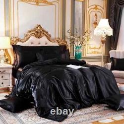 Duvet Cover Bed Sheet Pillowcase Satin Bedsheet King Queen Double Twin Size