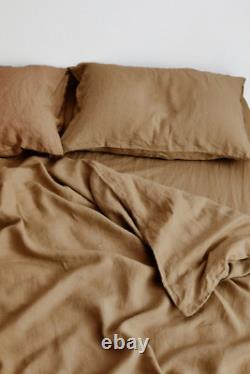 Earthy Brown Linen Bedding Set Queen Comforter Twin Full Queen King Duvet Set