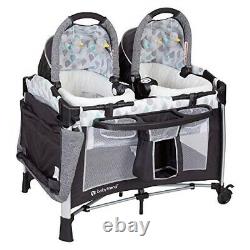 Elite Baby Boy Double Stroller with 2 Infant Car Seats Twins Nursery Center Bag