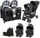 Elite Twins Combo Baby Double Stroller With 2 Car Seats Pack & Play Nursery Crib
