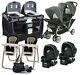 Elite Twins Stroller With 2 Car Seats Playard 2 High Chairs Bag Double Combo Set