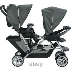 Elite Twins Stroller with 2 Car Seats Playard 2 High Chairs Bag Double Combo Set