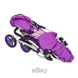 Ella Tandem Baby Stroller Pram Double Buggy Twin Dolls Pushchair Girl Adjustable