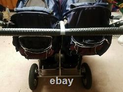 Excellent used 2009 valco baby double twin stroller Tri mode blue purple