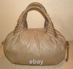 Fendi 100% Auth Light Brown/Taupe Very Soft Lamb Leather Baby Spy Bag Near MINT