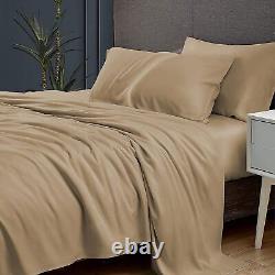 Fitted/Flat/Sheet Set/6pc Sheet Set 1000/1200TC Egyptian Cotton Beige Solid Size