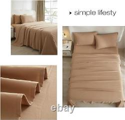 Fitted/Flat/Sheet Set/6pc Sheet Set 1000/1200TC Egyptian Cotton Beige Solid Size