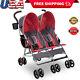 Fold Side Double Convenience Stroller Toddler Infant With Large Canopy Lightweight