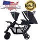 Foldable Black Twin Baby Kids Infant Double Stroller Jogger Basket Collapsable