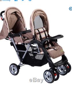 Foldable Twin Baby Double Stroller Jogger Cochecito Doble Pasear Bebe Se Dobla