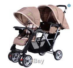 Foldable Twin Baby Double Stroller Jogger Cochecito Doble Pasear Bebe Se Dobla