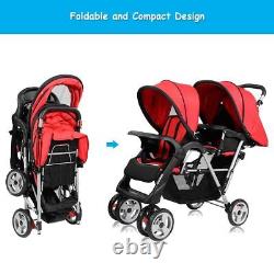 Foldable Twin Baby Double Stroller Kids Jogger Travel Infant Pushchair 3 color-R