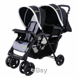 Foldable Twin Baby Double Stroller Kids Jogger Travel Infant Pushchair Black