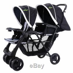 Foldable Twin Baby Double Stroller Kids Jogger Travel Infant Pushchair Black