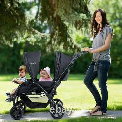 Foldable Twin Baby Double Stroller Stand OnTravel Stroller Infant Pushchair